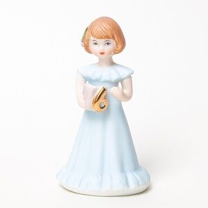 Growing Up Birthday Girl Blue Dress Figurine Age 6 Brunette
